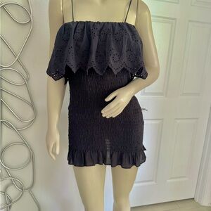 Zara Elegant Black Eyelet Dress